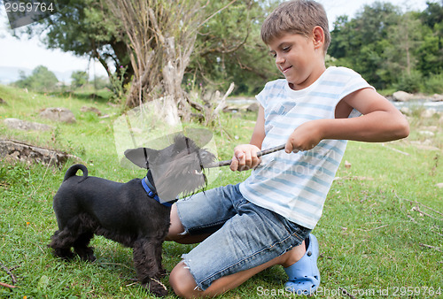 Image of Boy and dog