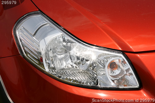 Image of Front headlight of new car