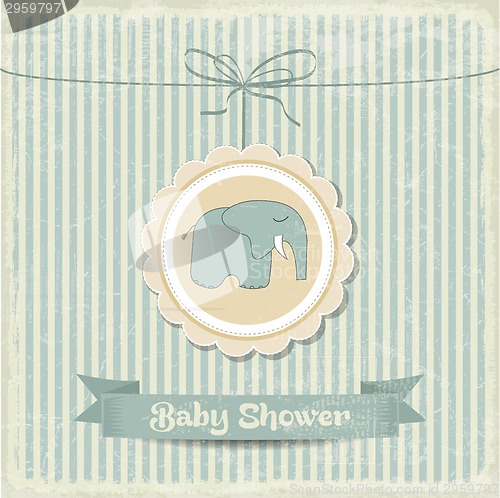 Image of retro baby shower card with little elephant