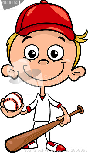 Image of boy baseball player cartoon illustration