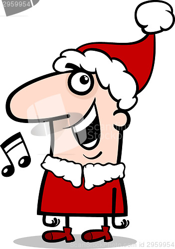 Image of santa singing carol cartoon illustration