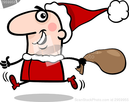 Image of running santa claus cartoon illustration