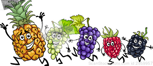 Image of running fruits cartoon illustration