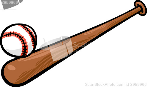 Image of baseball ball and bat cartoon clip art