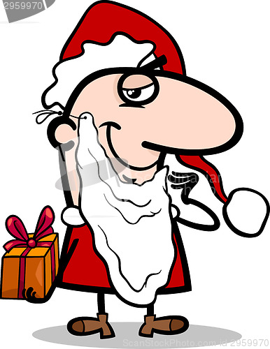 Image of santa with gift cartoon illustration