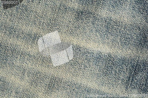 Image of Worn blue denim jeans texture, background