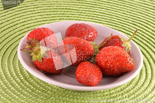 Image of Fresh strawberries on white plate