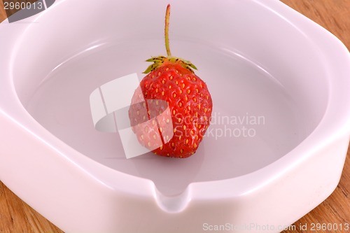 Image of Fresh ripe strawberries on a vintage wooden background