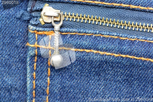 Image of Blue jeans pocket.