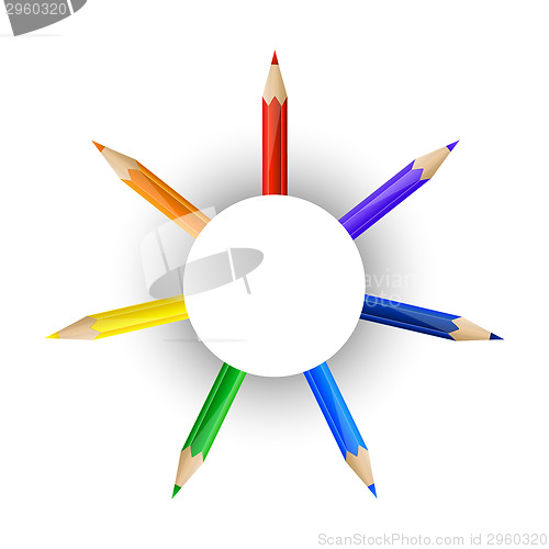 Image of Set of pencils and round paper banner