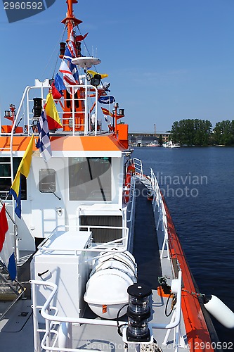 Image of  naval flags on a warship