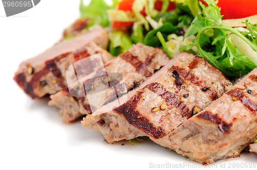 Image of Veal meat with fresh vegetable salad