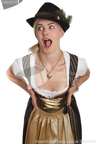 Image of Young blonde woman in traditional bavarian costume