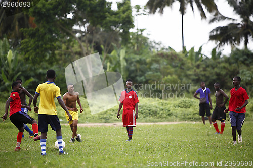 Image of African soccer team during training
