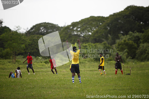 Image of African soccer team during training