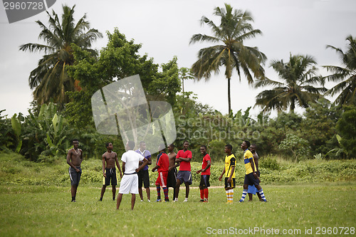 Image of African soccer team during training