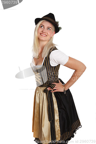 Image of Young blonde woman in traditional bavarian costume