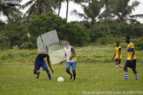 Image of African soccer team during training