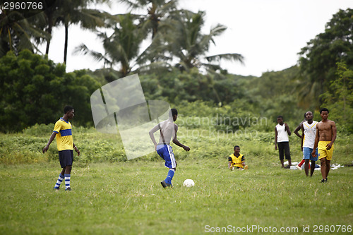 Image of African soccer team during training