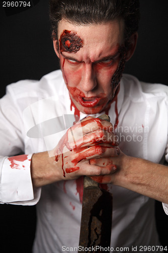 Image of Psychopath with bloody knive