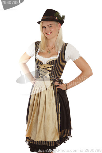 Image of Young blonde woman in traditional bavarian costume