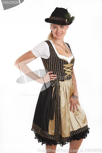 Image of Young blonde woman in traditional bavarian costume