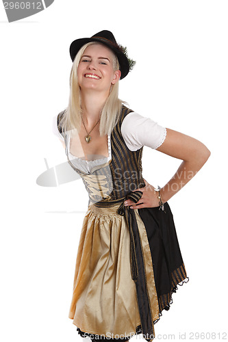 Image of Young blonde woman in traditional bavarian costume