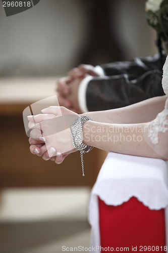 Image of Hands of a bride and groom