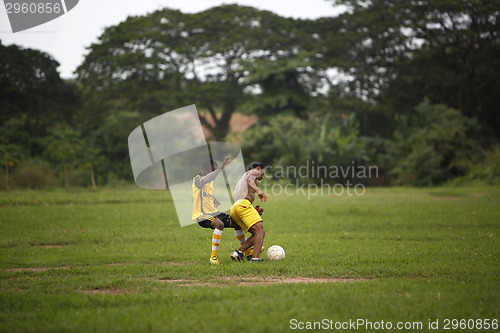 Image of African soccer team during training