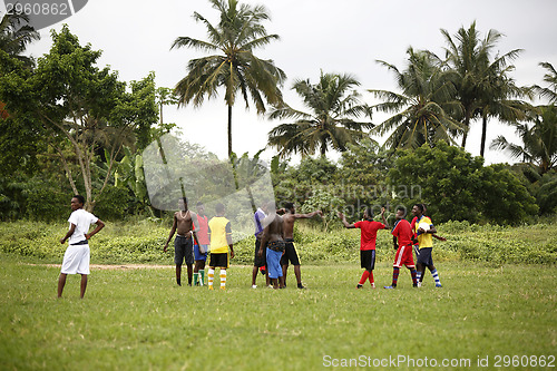 Image of African soccer team during training