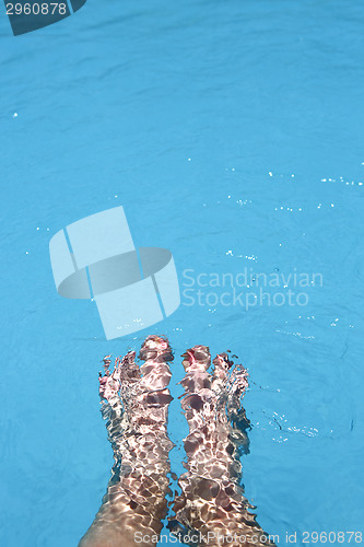 Image of Splashing female feet in a swimming pool