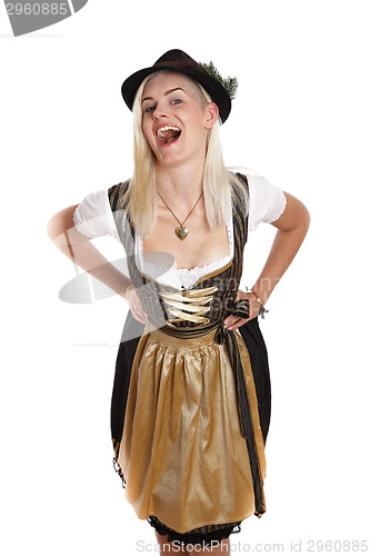 Image of Young blonde woman in traditional bavarian costume