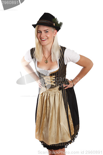 Image of Young blonde woman in traditional bavarian costume