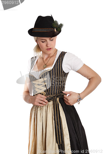 Image of Young blonde woman in traditional bavarian costume