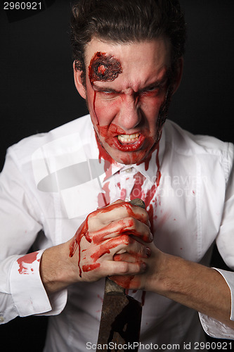 Image of Psychopath with bloody knive