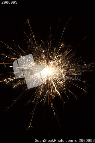 Image of Burning sparkler on black background