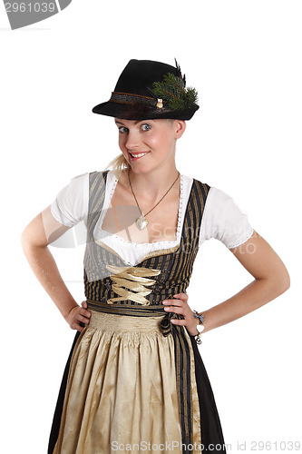 Image of Young blonde woman in traditional bavarian costume