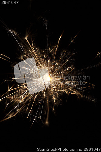 Image of Burning sparkler on black background