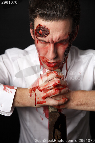 Image of Psychopath with bloody knive