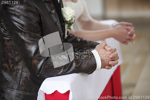 Image of Hands of a bride and groom