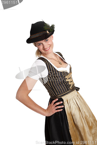 Image of Young blonde woman in traditional bavarian costume