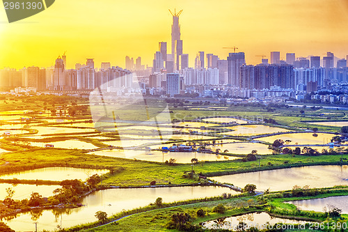 Image of sunset in hong kong countryside