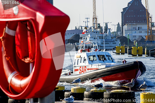 Image of save and rescue boat at Kolobrezg, Poland