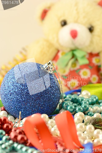 Image of Christmas balls set, new year invitation card