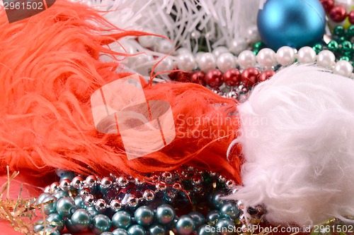 Image of Christmas balls, diamonds and ribbon, new year decoration