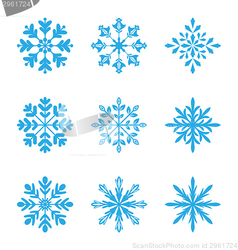 Image of Collection of variation snowflakes isolated on white background
