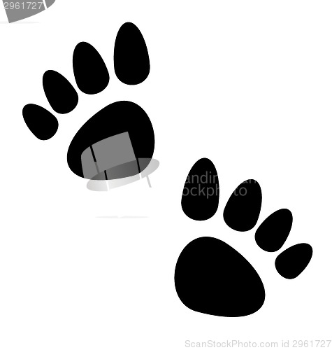Image of Black animal paws print isolated on white background