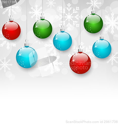 Image of Christmas colorful balls with copy space