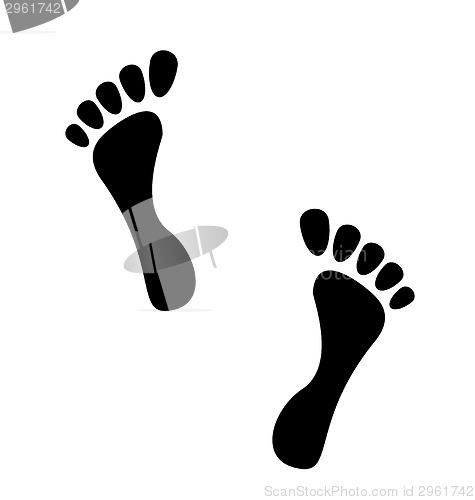 Image of Black human footprints isolated on white background 