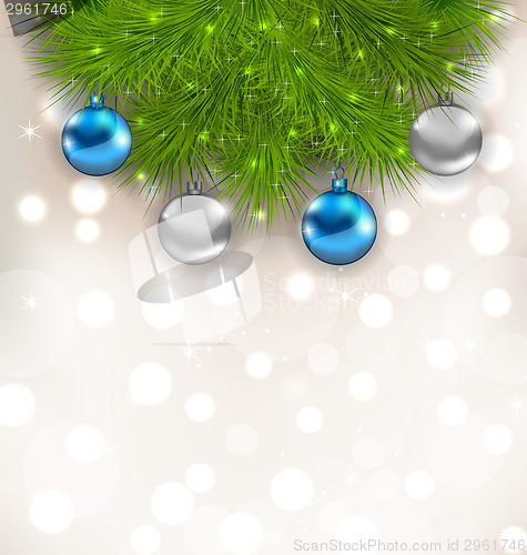 Image of Christmas composition with fir branches and glass balls 